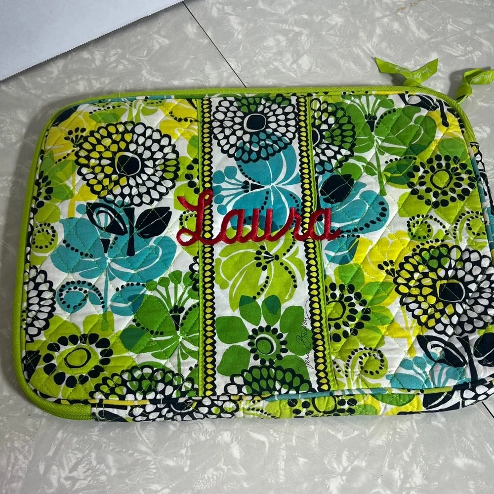 Vera Bradley Laptop Sleeve 14”x11” Limes Up LAURA personalized